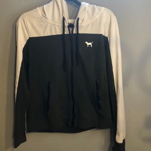 Olive and white VS PINK zip up hoodie